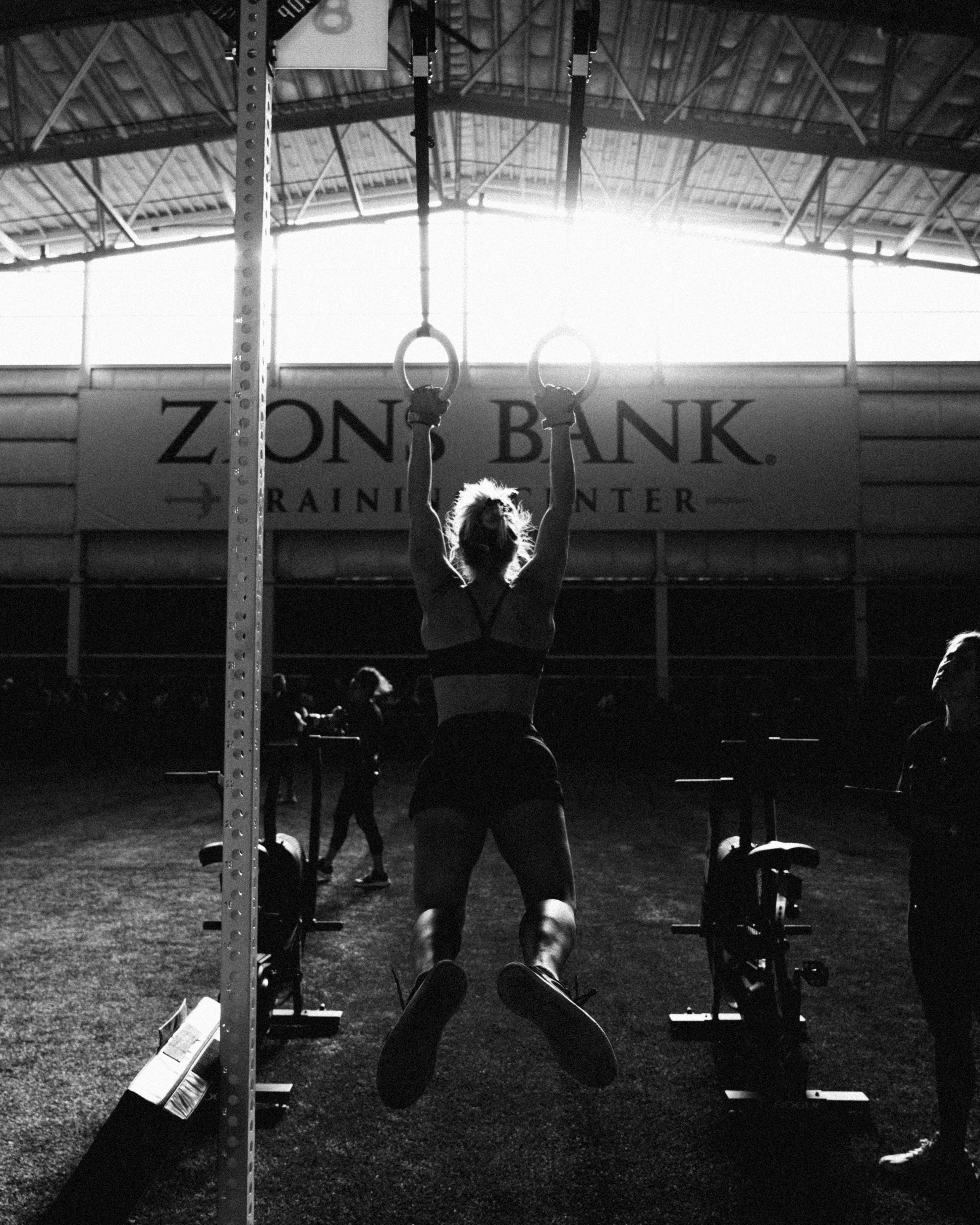 Summit Games gymnastic rings black and white sports photography Texas