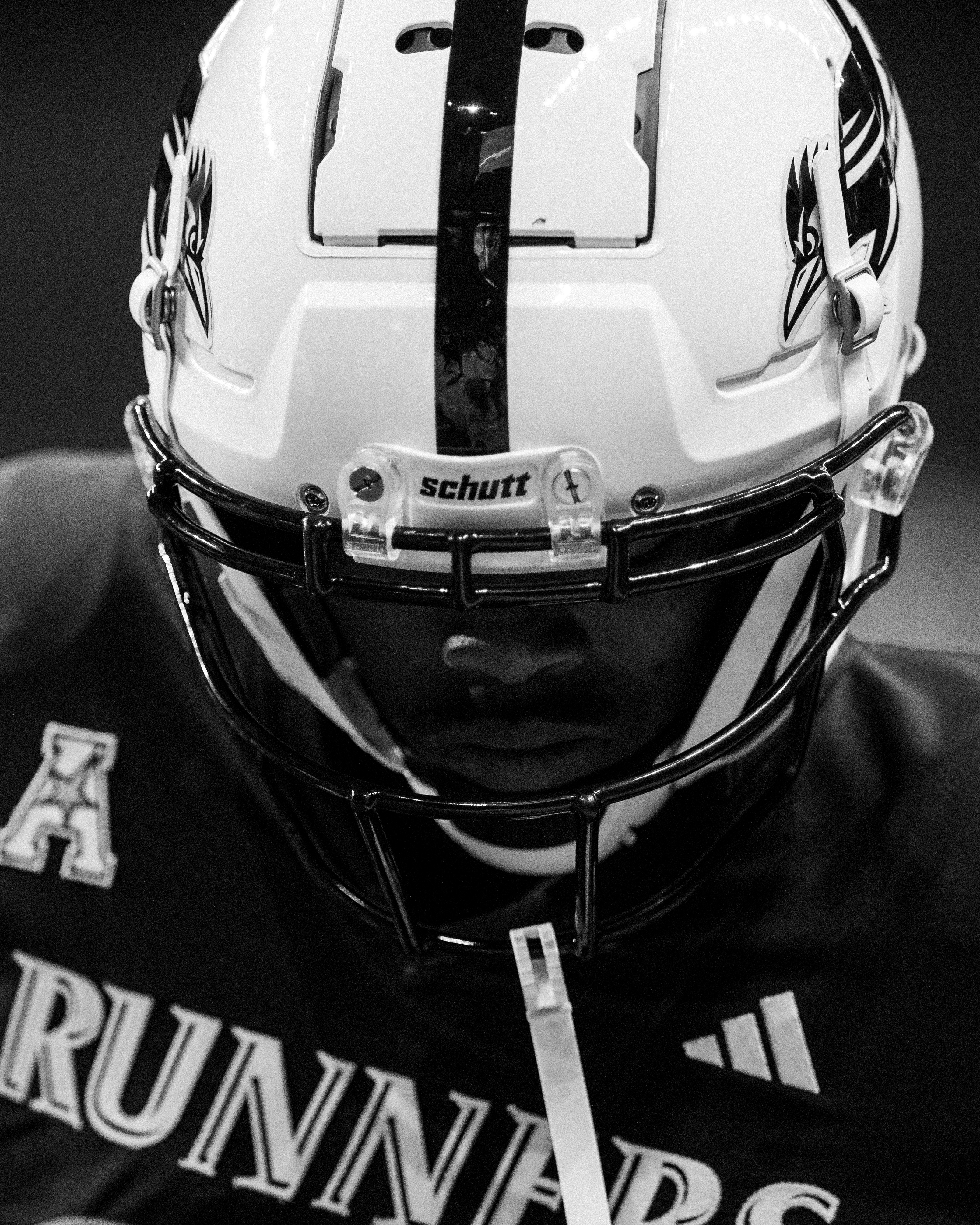 UTSA football helmet black and white athlete portrait photography