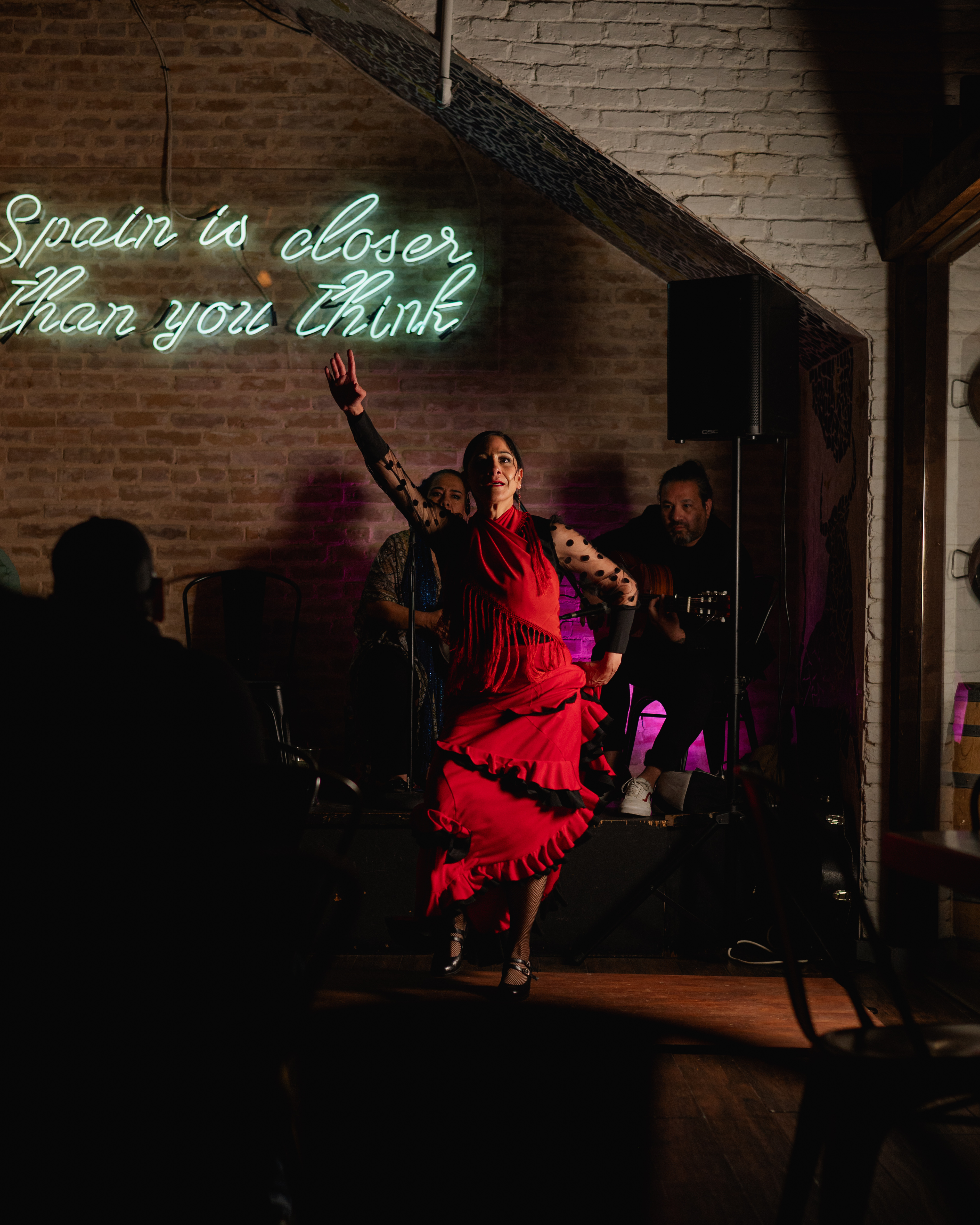 Flamenco dancer neon light performance portrait photography downtown San Antonio